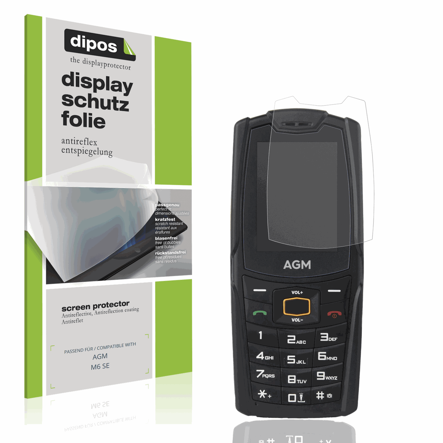 Matte Displayschutzfolie von dipos passend für AGM M6 SE, präziser Zuschnitt und blasenfrei montiert