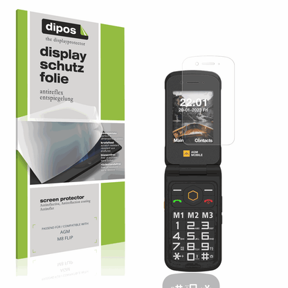 Matte Displayschutzfolie von dipos passend für AGM M8 FLIP, präziser Zuschnitt und blasenfrei montiert