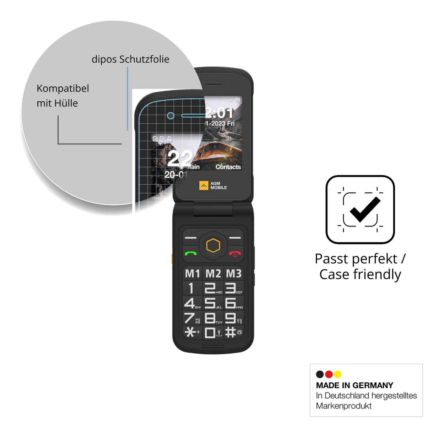 Schutzfolie mit optimaler Passform, zur Verwendung mit Hüllen geeignet