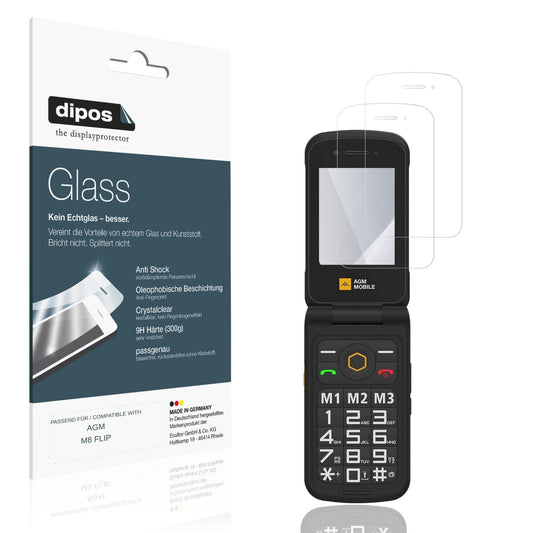 Klare Displayschutzfolie von dipos passend für AGM M8 FLIP, 9H kratzfest und blasenfrei montiert
