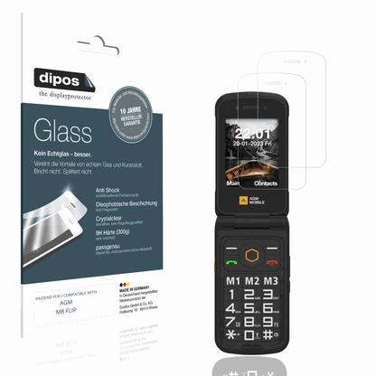 Klare Displayschutzfolie von dipos passend für AGM M8 FLIP, 9H kratzfest und blasenfrei montiert