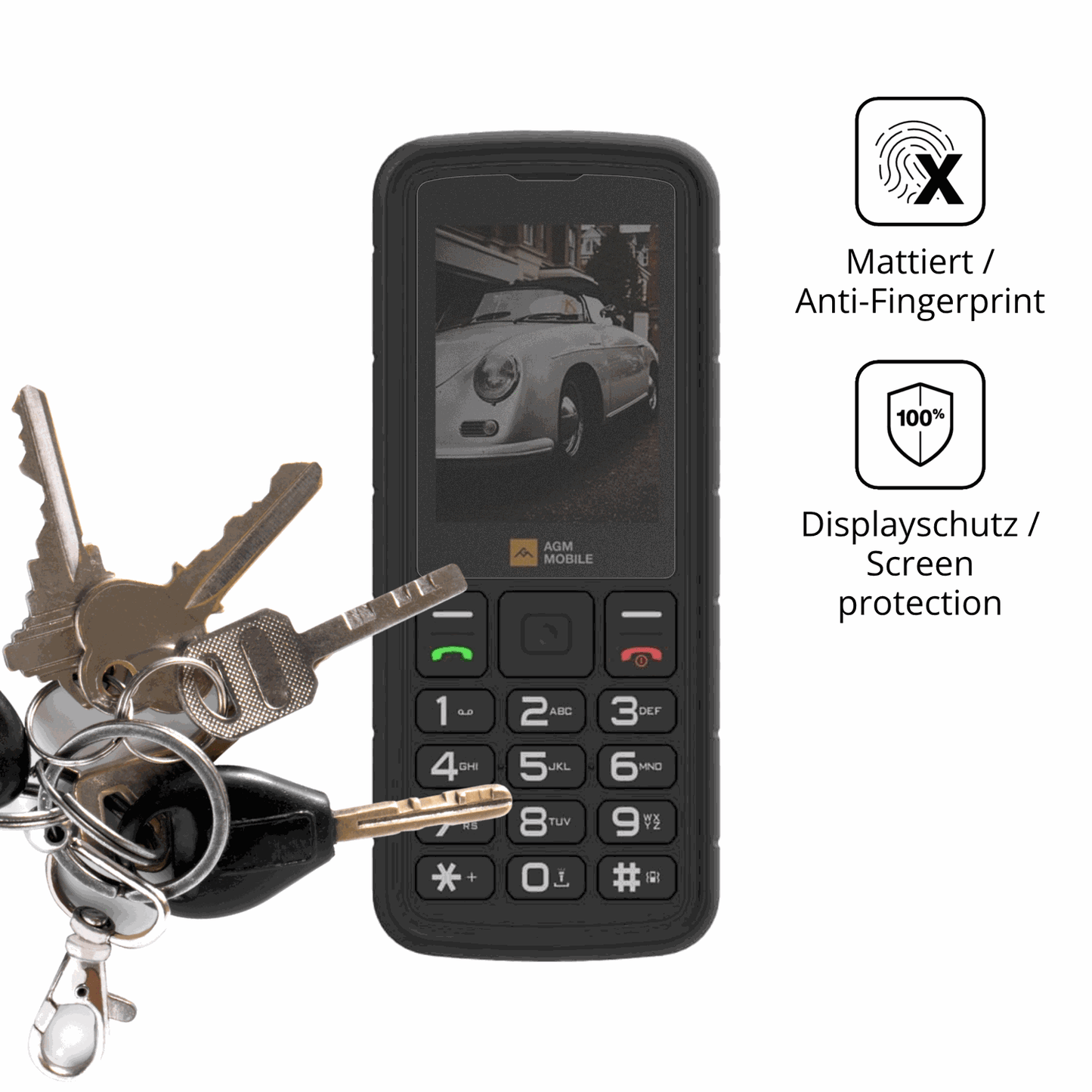 dipos Displayschutz für AGM M9, mattierte Oberfläche, Blickschutzfilter und perfekter Passform