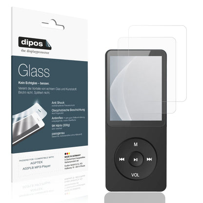 Matte Displayschutzfolie von dipos passend für AGPTEK A02PLB MP3-Player, 9H kratzfest und blasenfrei montiert