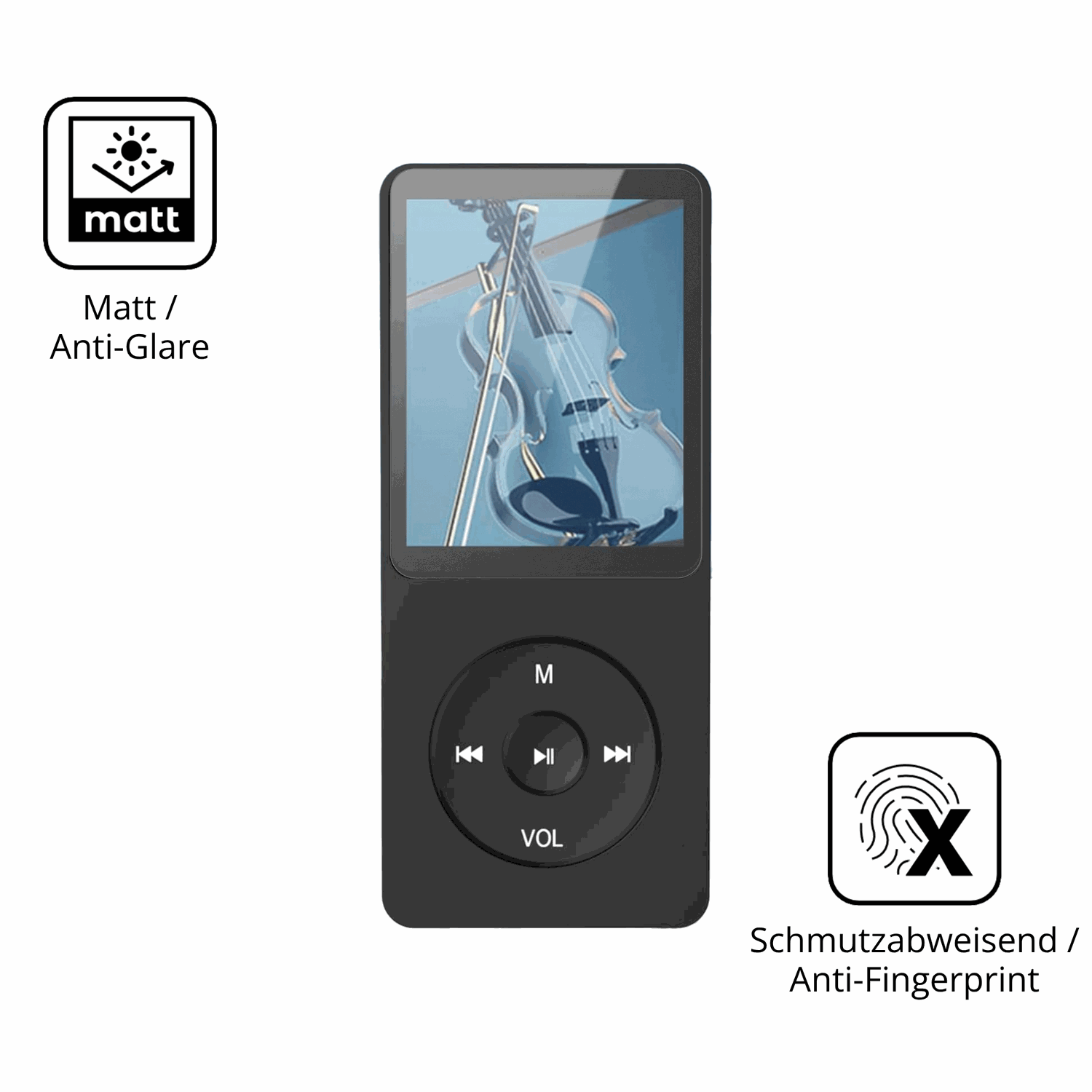 9H Hartbeschichtete, flexible Folie passend zugeschnitten für AGPTEK A02PLB MP3-Player