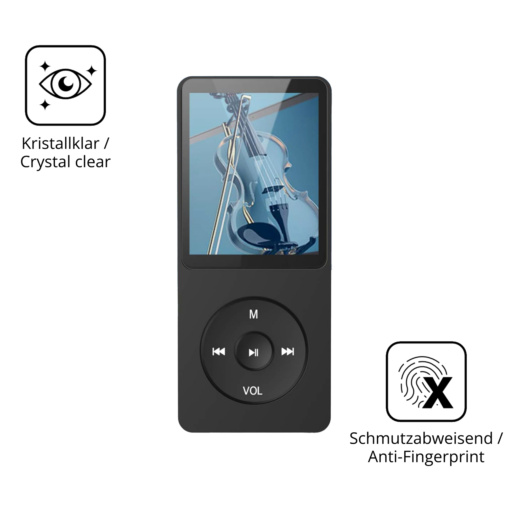 Flexible TPU-Folie passend zugeschnitten für AGPTEK A02PLB MP3-Player, vollständige Abdeckung