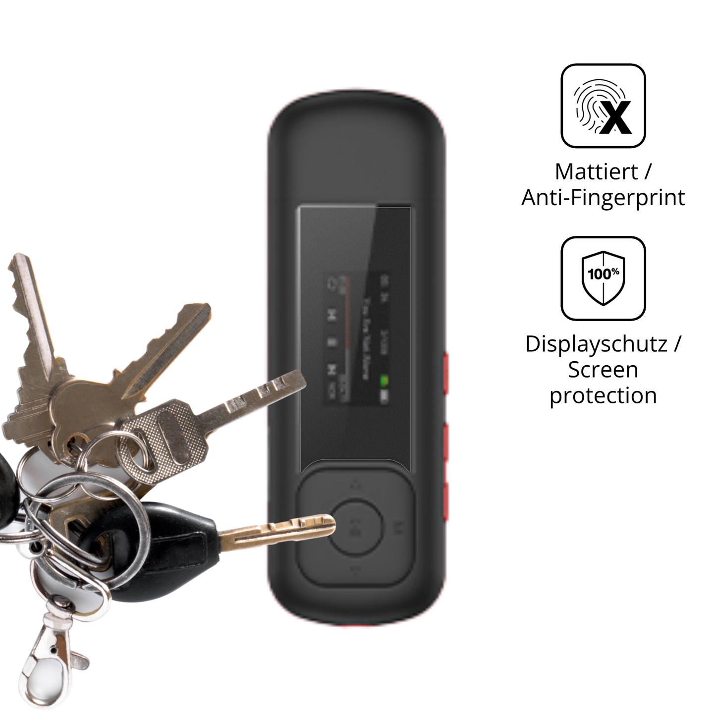 dipos Displayschutz für AGPTEK A55 MP3-Player, mattierte Oberfläche, Blickschutzfilter und perfekter Passform