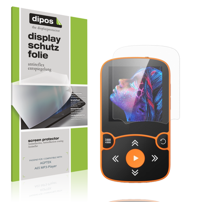 Matte Displayschutzfolie von dipos passend für AGPTEK A65 MP3-Player, präziser Zuschnitt und blasenfrei montiert