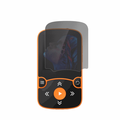 AGPTEKA65 MP3-Player mit aufgebrachtem dipos Displayschutz, der seitliche Einblicke blockiert