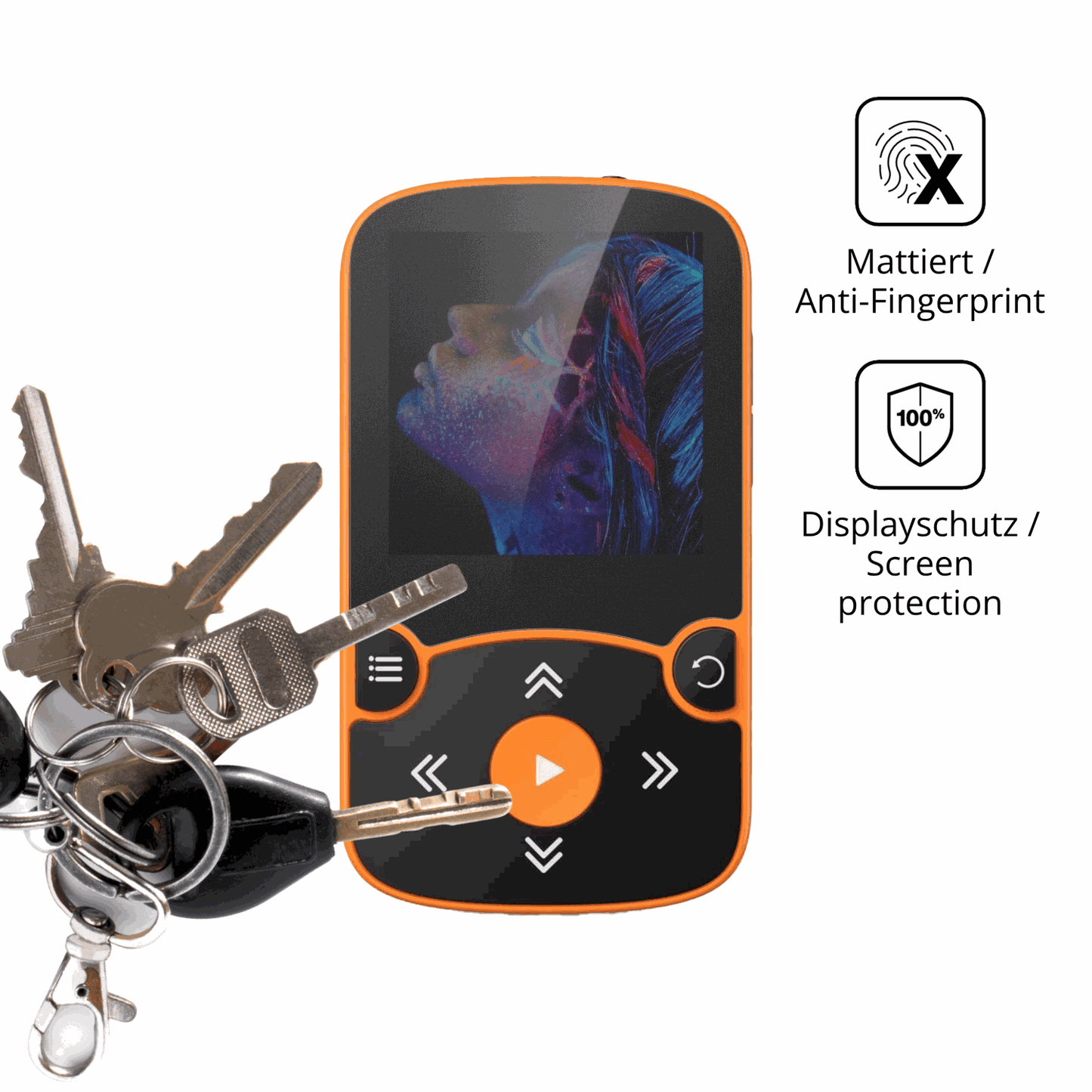 dipos Displayschutz für AGPTEK A65 MP3-Player, mattierte Oberfläche, Blickschutzfilter und perfekter Passform