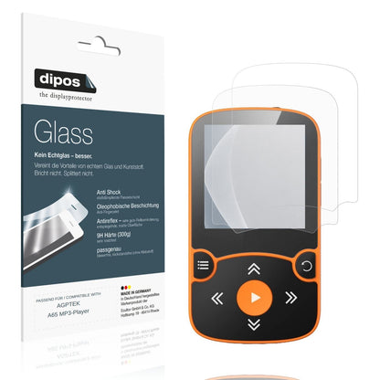Matte Displayschutzfolie von dipos passend für AGPTEK A65 MP3-Player, 9H kratzfest und blasenfrei montiert