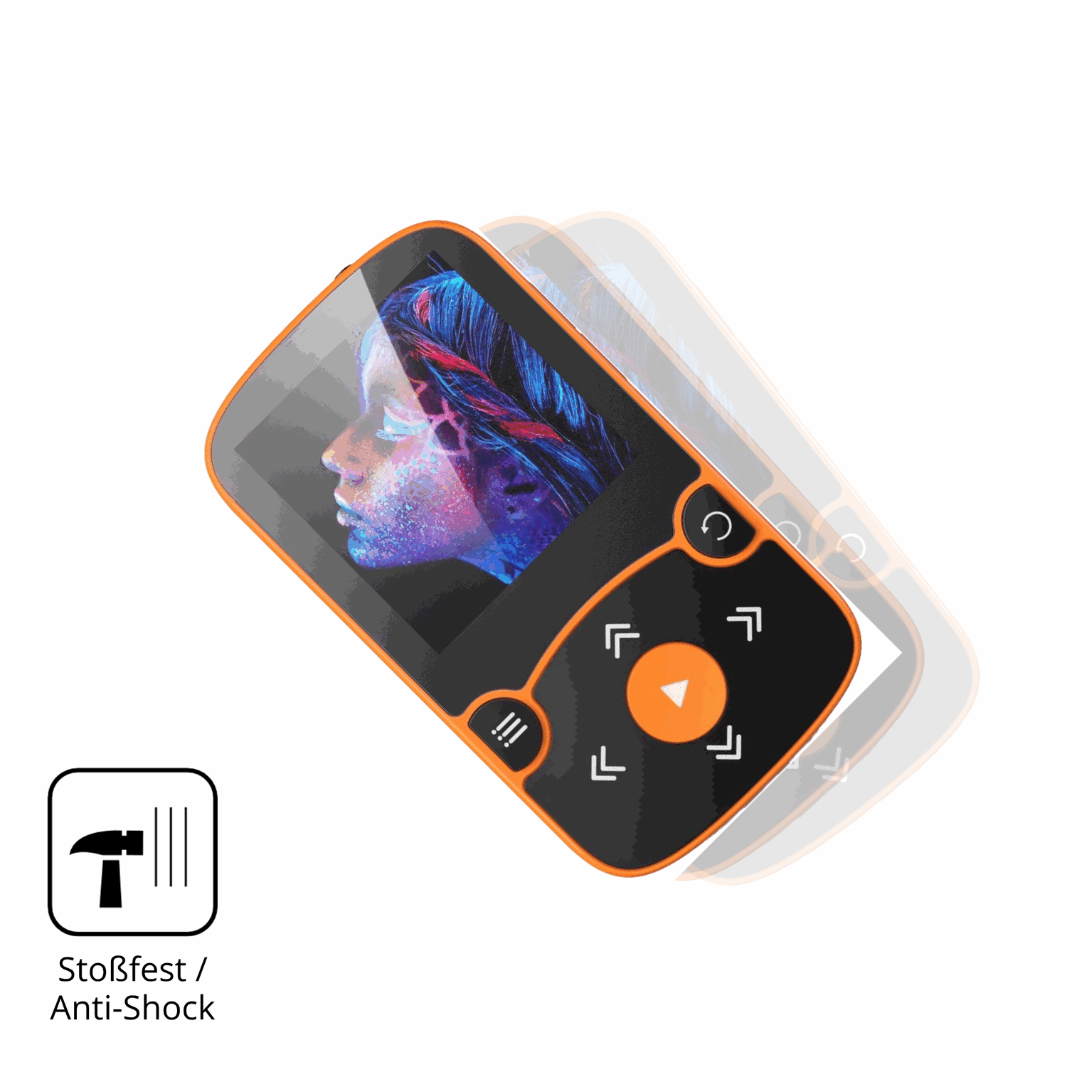 Schutz gegen Kratzer auf dem AGPTEK A65 MP3-Player Glas durch Schlüssel, Stöße gegen die Tischkante oder Stürze