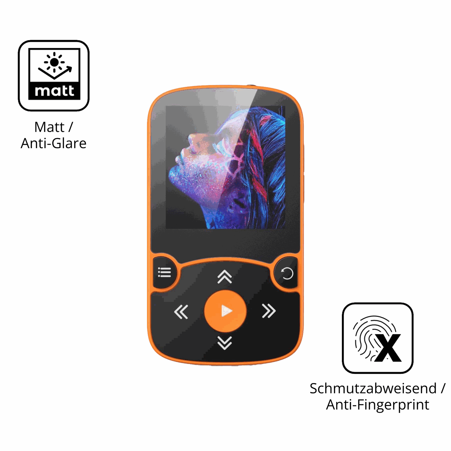 9H Hartbeschichtete, flexible Folie passend zugeschnitten für AGPTEK A65 MP3-Player