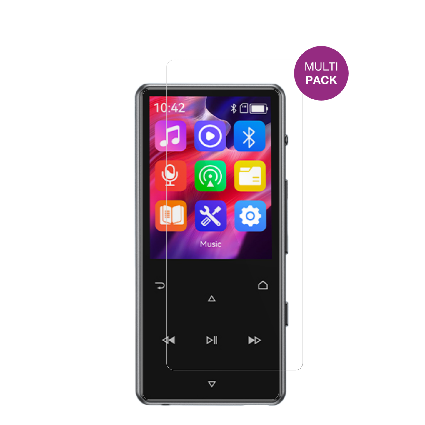 AGPTEKM6 MP3-Player mit aufgebrachter dipos Displayschutzfolie, glasklare Darstellung ohne Einschränkungen