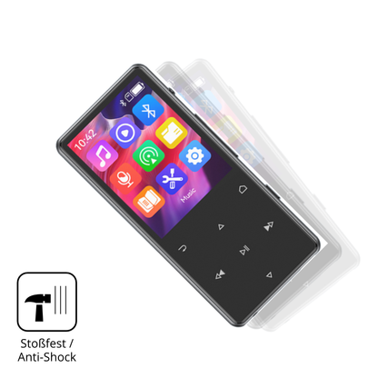 Schutz gegen Kratzer auf dem AGPTEK M6 MP3-Player Glas durch Schlüssel, Stöße gegen die Tischkante oder Stürze
