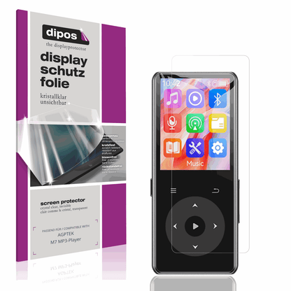 Klare Displayschutzfolie von dipos passend für AGPTEK M7 MP3-Player, präziser Zuschnitt und blasenfrei montiert