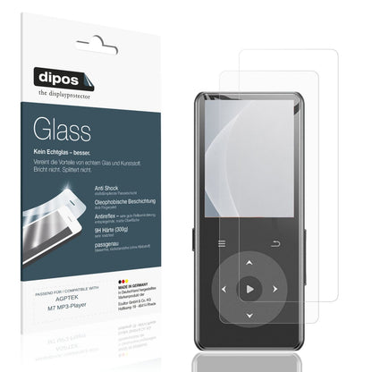 Matte Displayschutzfolie von dipos passend für AGPTEK M7 MP3-Player, 9H kratzfest und blasenfrei montiert