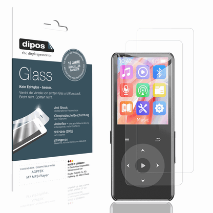 Matte Displayschutzfolie von dipos passend für AGPTEK M7 MP3-Player, 9H kratzfest und blasenfrei montiert