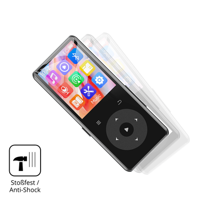 Schutz gegen Kratzer auf dem AGPTEK M7 MP3-Player Glas durch Schlüssel, Stöße gegen die Tischkante oder Stürze