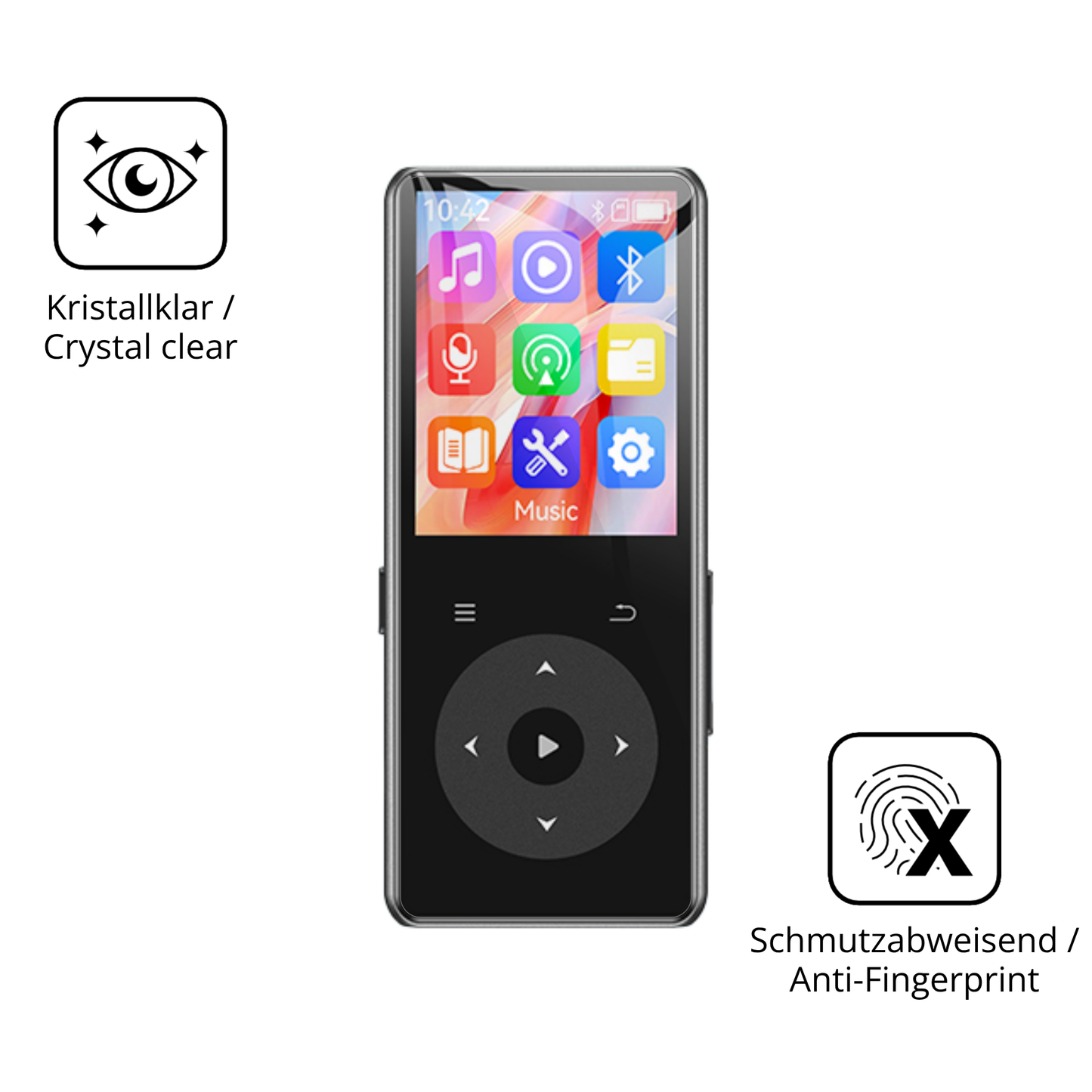 Flexible TPU-Folie passend zugeschnitten für AGPTEK M7 MP3-Player, vollständige Abdeckung
