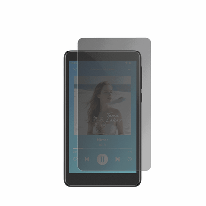 AGPTEKT08X MP3-Player mit aufgebrachtem dipos Displayschutz, der seitliche Einblicke blockiert