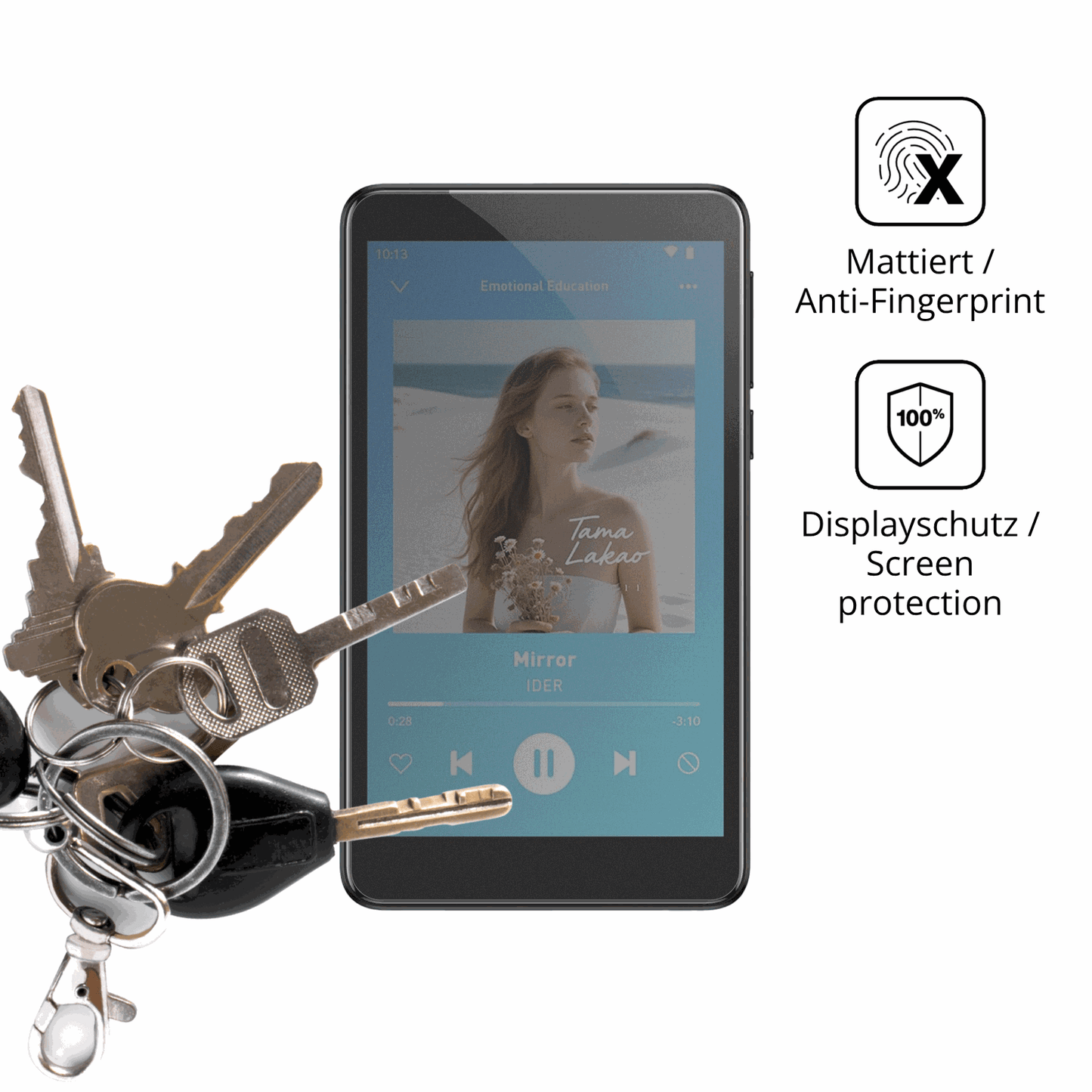 dipos Displayschutz für AGPTEK T08X MP3-Player, mattierte Oberfläche, Blickschutzfilter und perfekter Passform