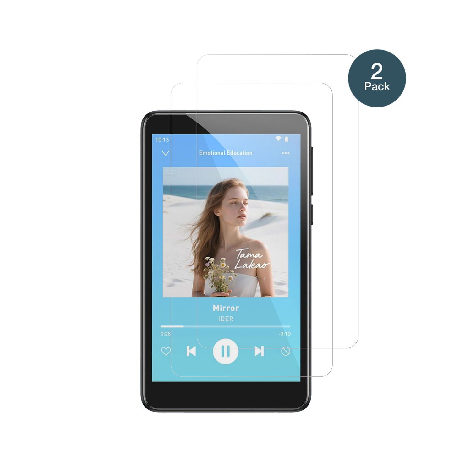AGPTEKT08X MP3-Player mit aufgebrachter dipos Flex Schutzfolie, glasklare Darstellung ohne Einschränkungen