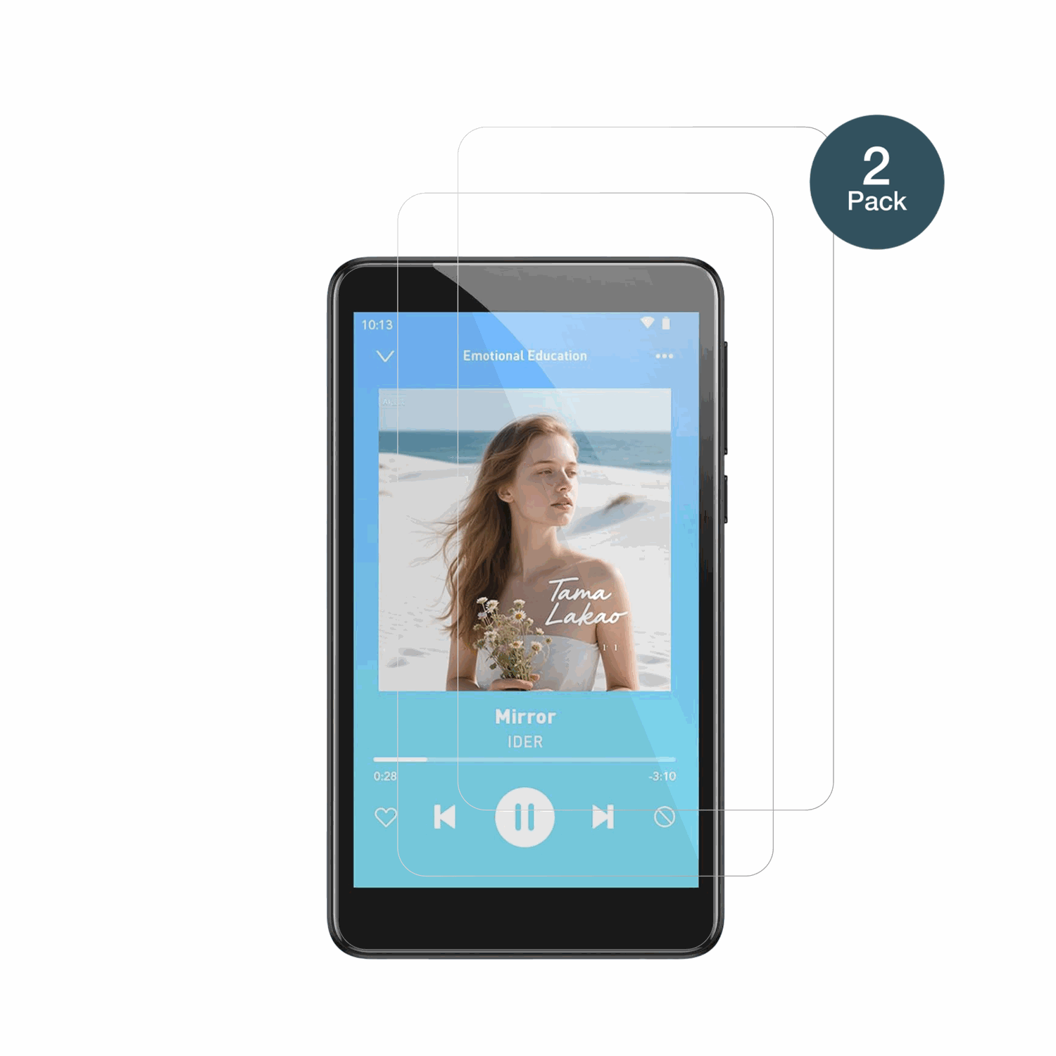 AGPTEKT08X MP3-Player mit aufgebrachter dipos Flex Schutzfolie, glasklare Darstellung ohne Einschränkungen