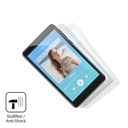 Schutz gegen Kratzer auf dem AGPTEK T08X MP3-Player Glas durch Schlüssel, Stöße gegen die Tischkante oder Stürze