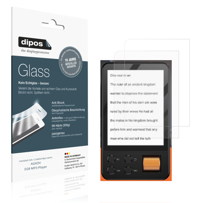Matte Displayschutzfolie von dipos passend für AGXOV D28 MP3-Player, 9H kratzfest und blasenfrei montiert
