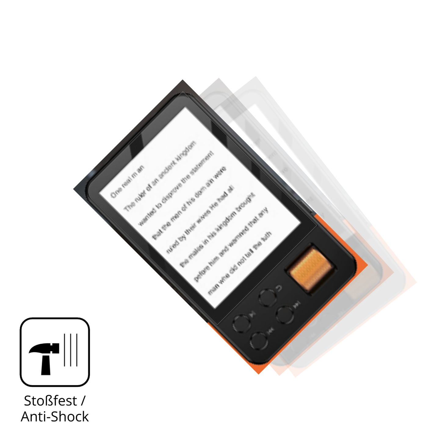 Schutz gegen Kratzer auf dem AGXOV D28 MP3-Player Glas durch Schlüssel, Stöße gegen die Tischkante oder Stürze