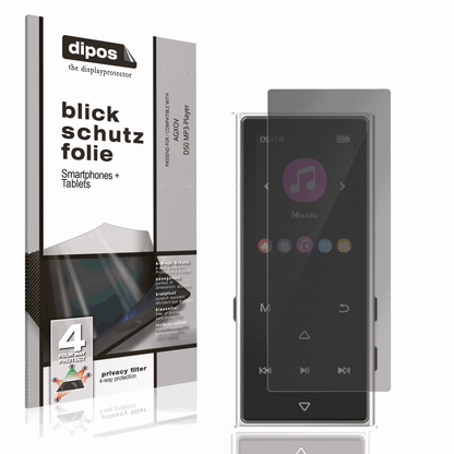 Blickschutzfolie von dipos passend für AGXOV D50 MP3-Player, präziser Zuschnitt und blasenfrei montiert