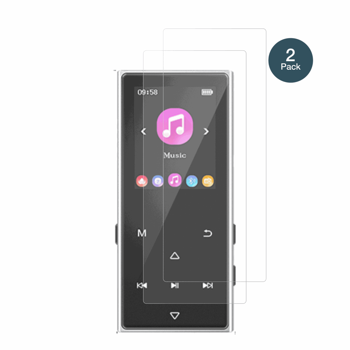 AGXOVD50 MP3-Player mit aufgebrachter dipos Panzerfolie, die lästige Fingerabdrücke minimiert