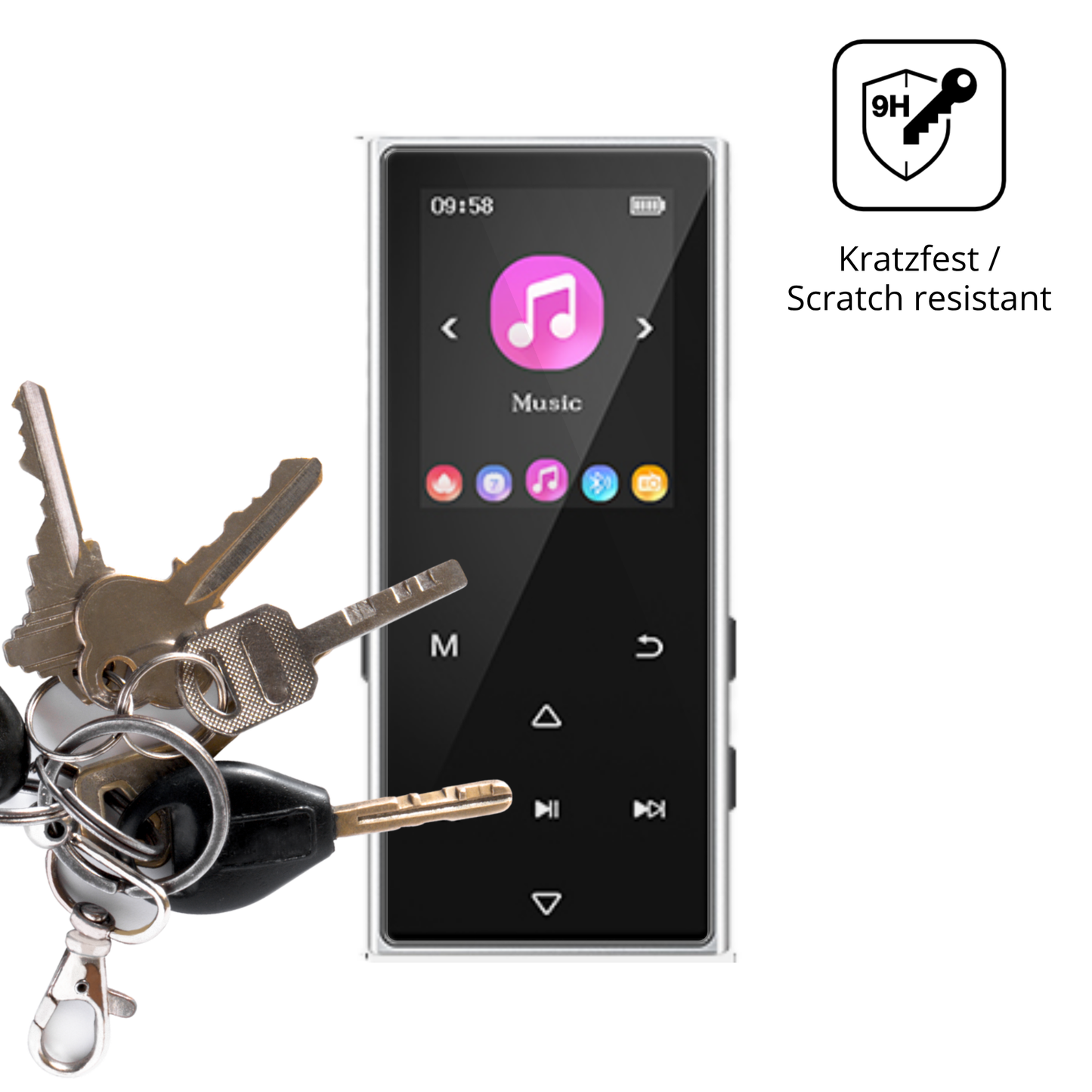 dipos Displayschutz für AGXOV D50 MP3-Player, transparente Oberfläche, perfekte Passform auch für die Rundungen
