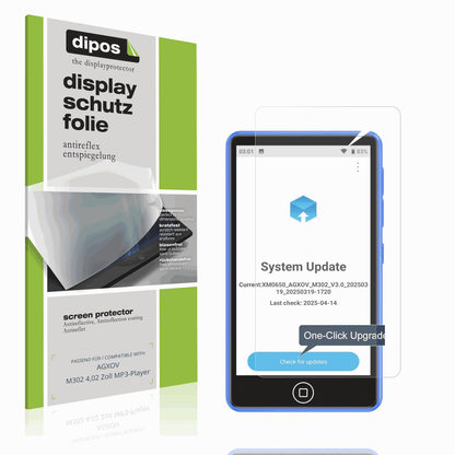 Matte Displayschutzfolie von dipos passend für AGXOV M302 4,02 Zoll MP3-Player, präziser Zuschnitt und blasenfrei montiert