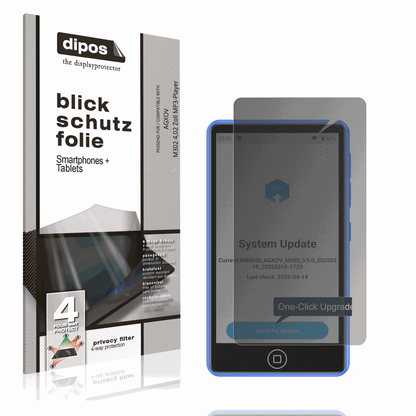 Blickschutzfolie von dipos passend für AGXOV M302 4,02 Zoll MP3-Player, präziser Zuschnitt und blasenfrei montiert
