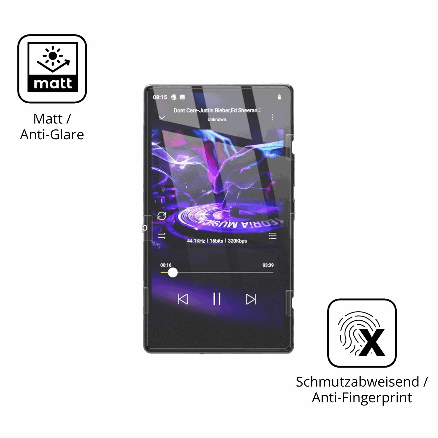Dünne und entspiegelnde Folie passend zugeschnitten für AHENOD G15 MP3-Player