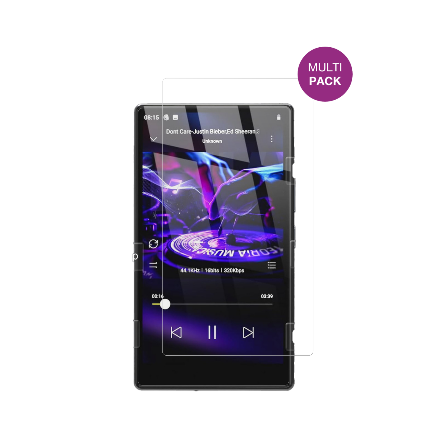AHENODG15 MP3-Player mit aufgebrachter dipos Displayschutzfolie, glasklare Darstellung ohne Einschränkungen