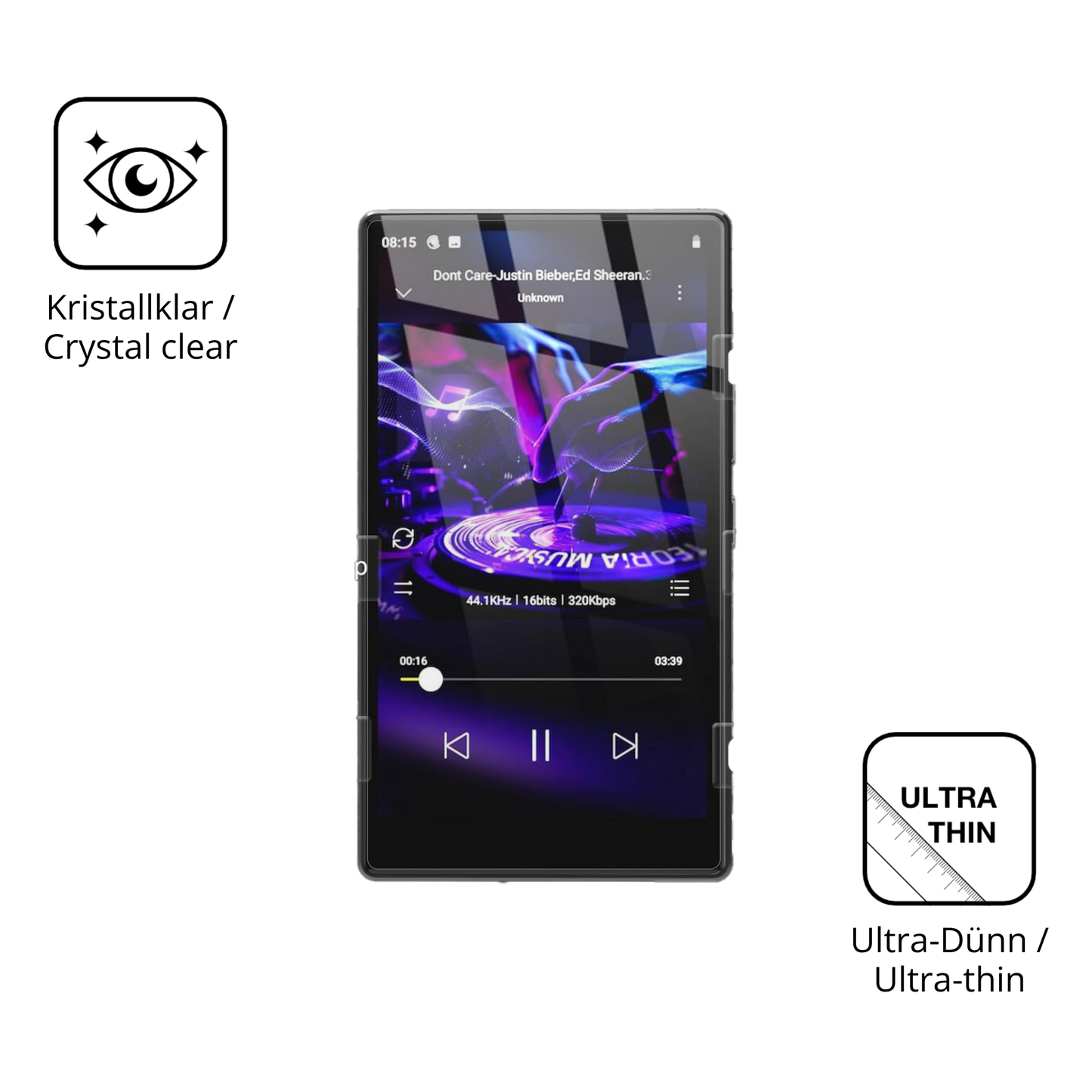 Dünne und klare Folie passend zugeschnitten für AHENOD G15 MP3-Player