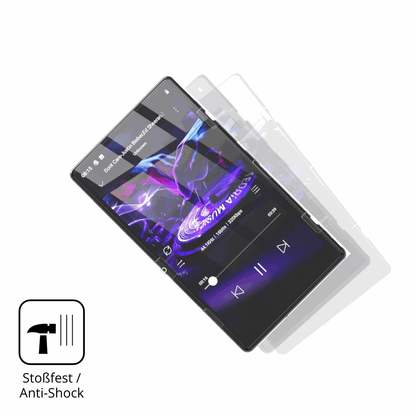 Schutz gegen Kratzer auf dem AHENOD G15 MP3-Player Glas durch Schlüssel, Stöße gegen die Tischkante oder Stürze