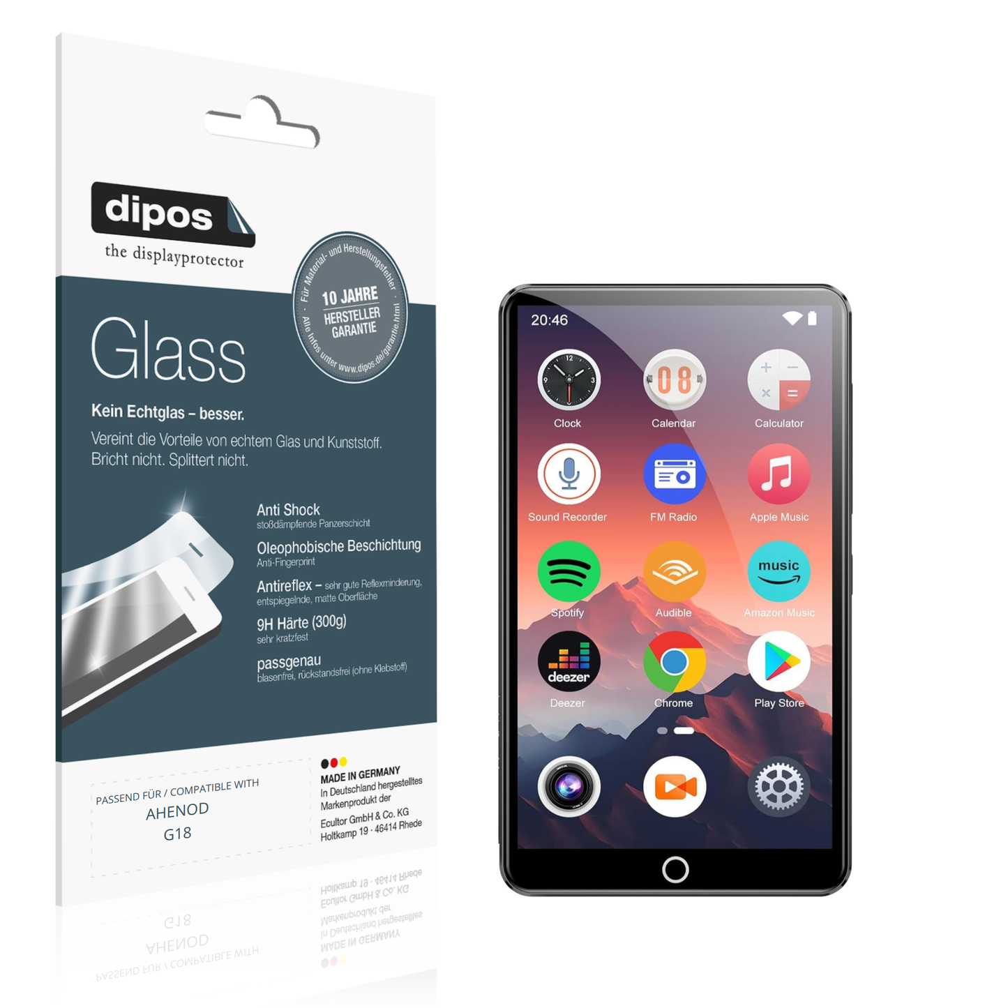 Matte Displayschutzfolie von dipos passend für AHENOD G18, 9H kratzfest und blasenfrei montiert