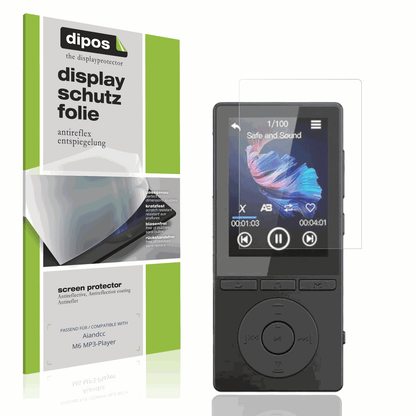 Matte Displayschutzfolie von dipos passend für Aiandcc M6 MP3-Player, präziser Zuschnitt und blasenfrei montiert