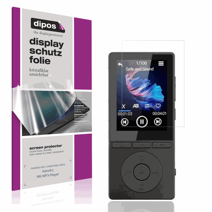 Klare Displayschutzfolie von dipos passend für Aiandcc M6 MP3-Player, präziser Zuschnitt und blasenfrei montiert