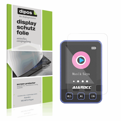Matte Displayschutzfolie von dipos passend für Aiandcc M8 MP3-Player, präziser Zuschnitt und blasenfrei montiert