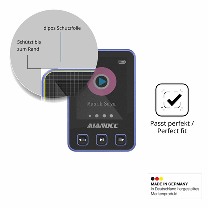 Schutz gegen Kratzer auf dem Aiandcc M8 MP3-Player Glas durch Schlüssel oder Ähnliches