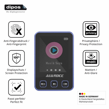 Privatsphäre-Schutz durch Sichtschutz-Folie passend zugeschnitten für Aiandcc M8 MP3-Player