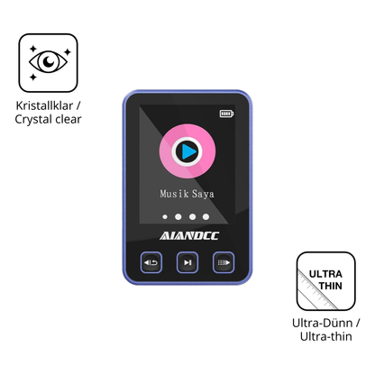 Dünne und klare Folie passend zugeschnitten für Aiandcc M8 MP3-Player