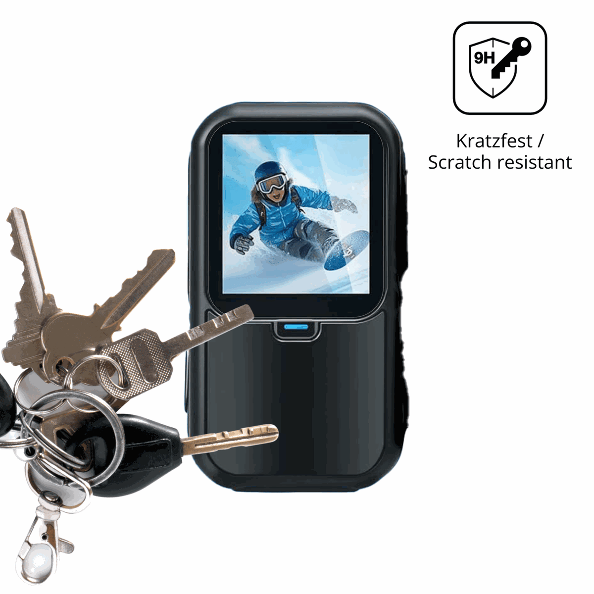 dipos Displayschutz für AIKER ActionCam 4K G4MJ4YP8, transparente Oberfläche, perfekte Passform auch für die Rundungen