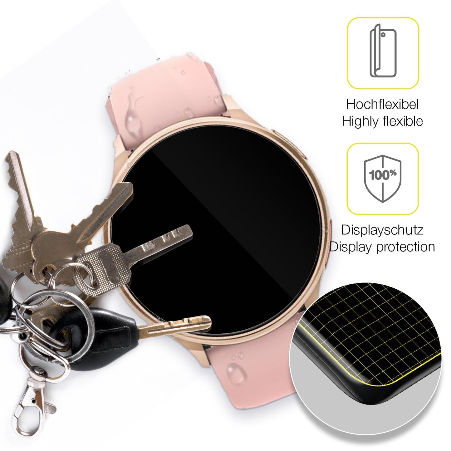 dipos Displayschutz für Aimiuvei Smartwatch 1.27 Zoll, transparente Oberfläche, geringe Dicke und perfekte Passform