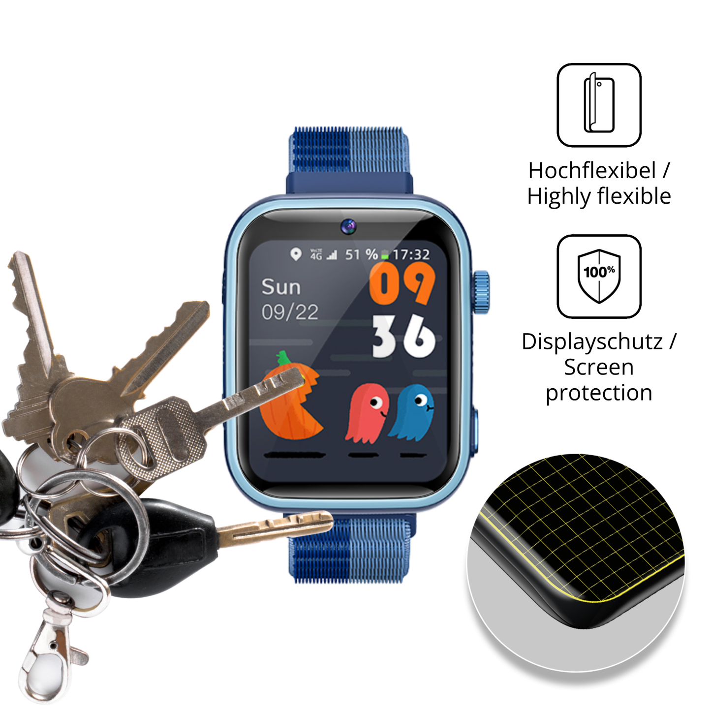 dipos Displayschutz für Aimiuvei T45 Kids Smartwatch 1.83 Zoll, transparente Oberfläche, geringe Dicke und perfekte Passform