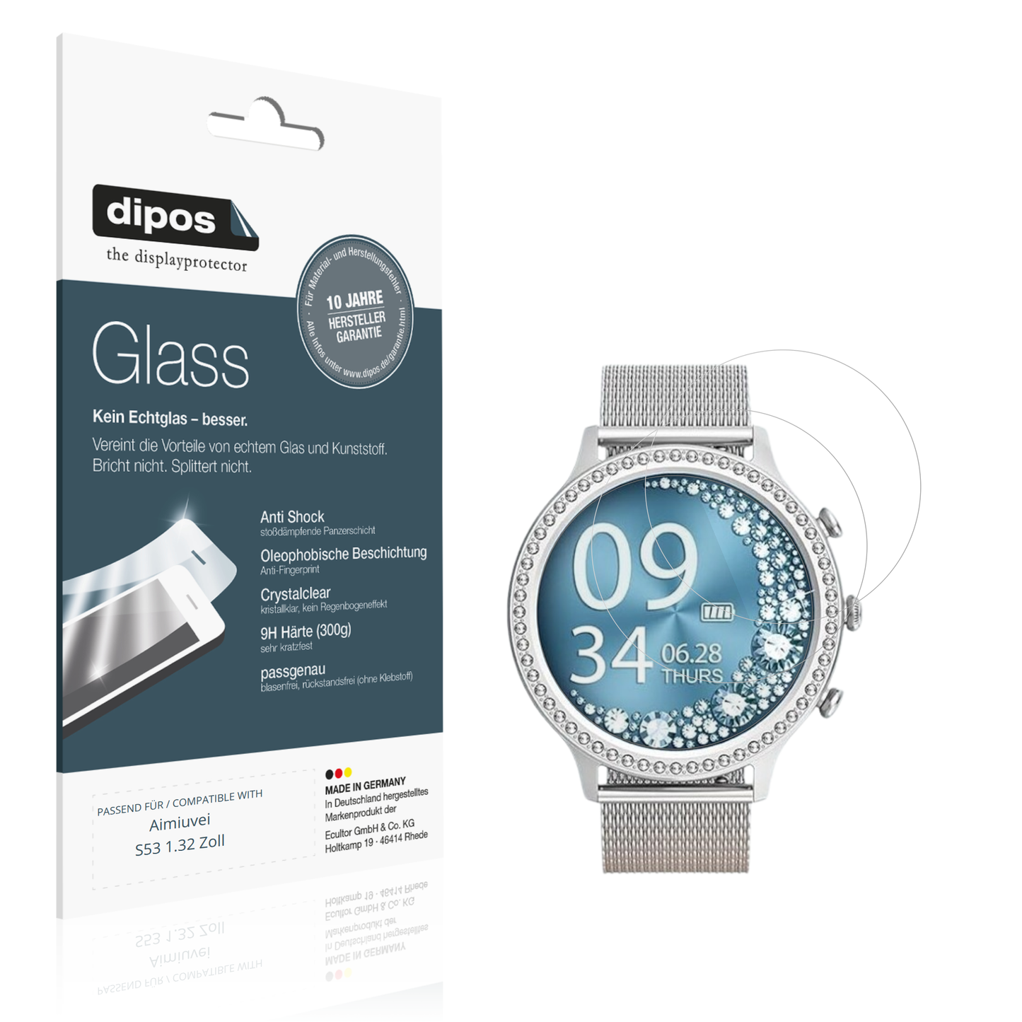 2x 9H Schutzfolie für Aimiuvei S53 1.32 Zoll Panzerfolie